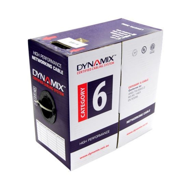 DYNAMIX 305M Cat6 Red UTP STRANDED Cable Roll 250MHz, 24 AWGx4P, PVC Jacket Supplied in Easy Pull Box, Meter Marked.