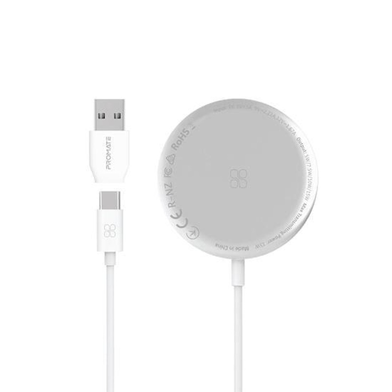 PROMATE 15W Quick Charging Magnetic Ultra-Slim Wireless Qi Charger With
