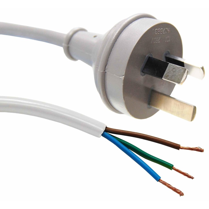 DYNAMIX 1M 3-Pin Plug To Bare End, 3 Core 1mm Cable, White Colour,