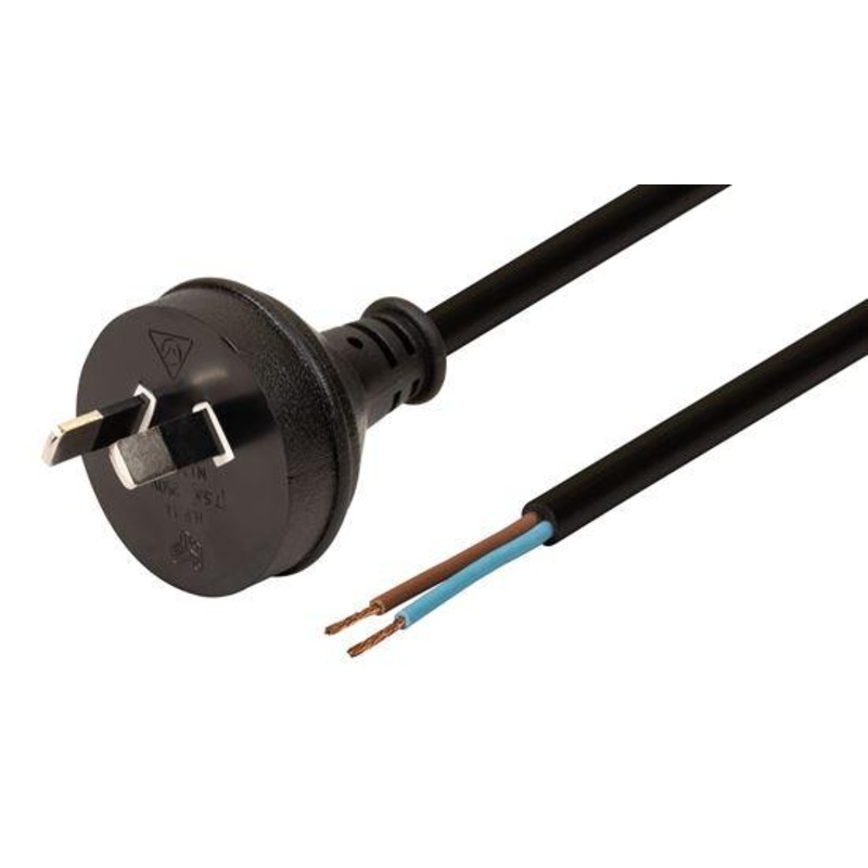 DYNAMIX 2M 2-Pin Plug To Bare End, 2 Core 0.75mm Cable, Black Colour,