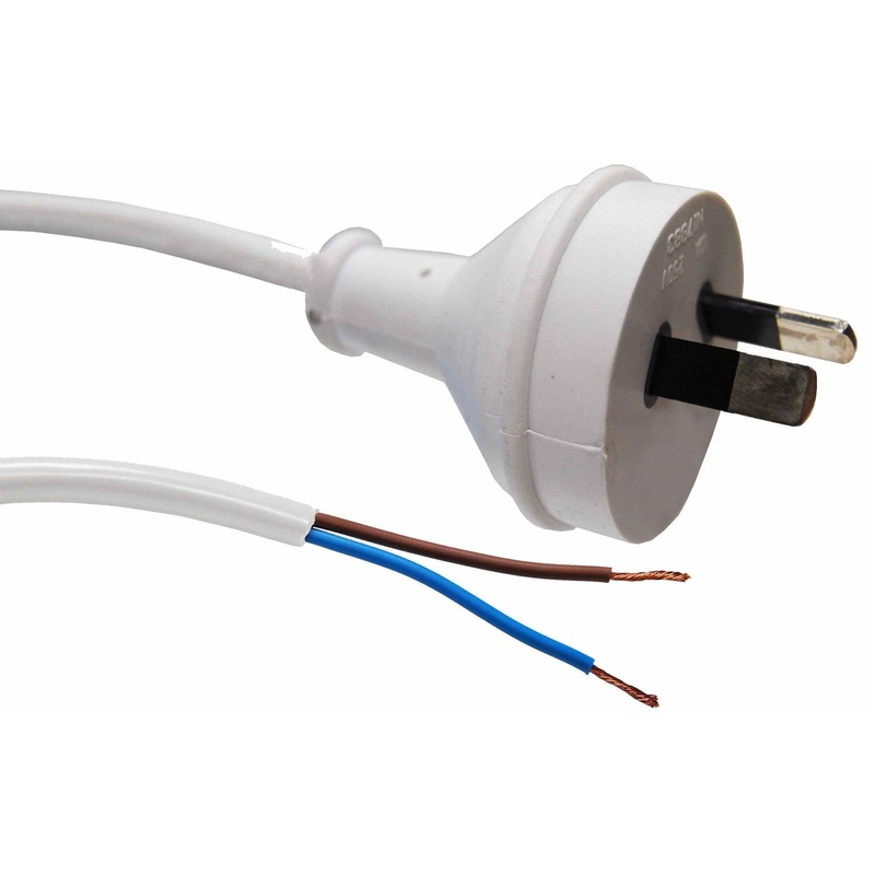 DYNAMIX 2M 2-Pin Plug To Bare End, 2 Core 0.75mm Cable, White Colour,