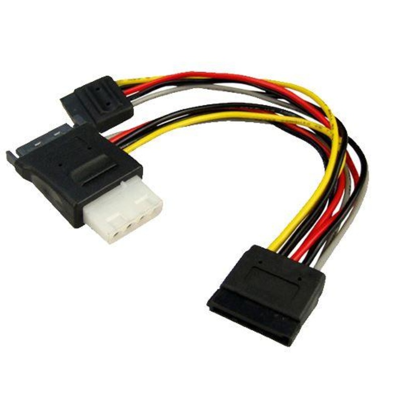 DYNAMIX Dual Port Serial ATA Power Splitter Cable, Splits 1x