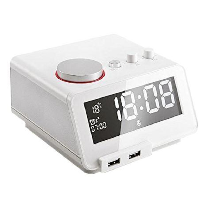 HOMTIME Bluetooth Alarm Clock Speaker With USB Charging. Dual 3W