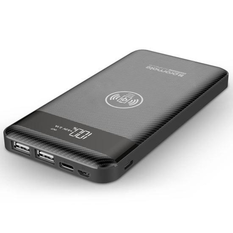 PROMATE 10000mAh Wireless Charging Qi Power Bank With LED Display.