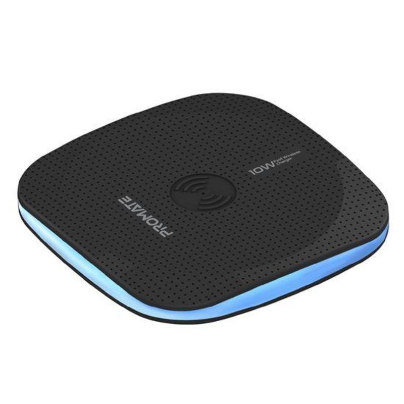 PROMATE Ultra-Fast 10W Wireless Slim Charging Pad With LED Light