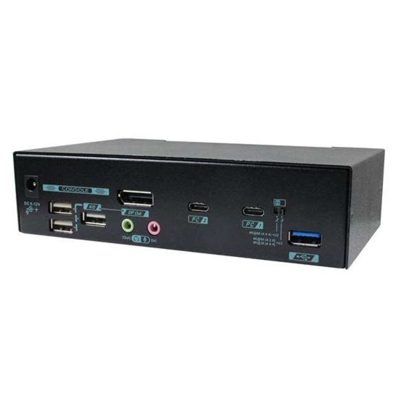 REXTRON 4K UHD USB-C 2 Port KVM Switch With DP Output& USB-Audio