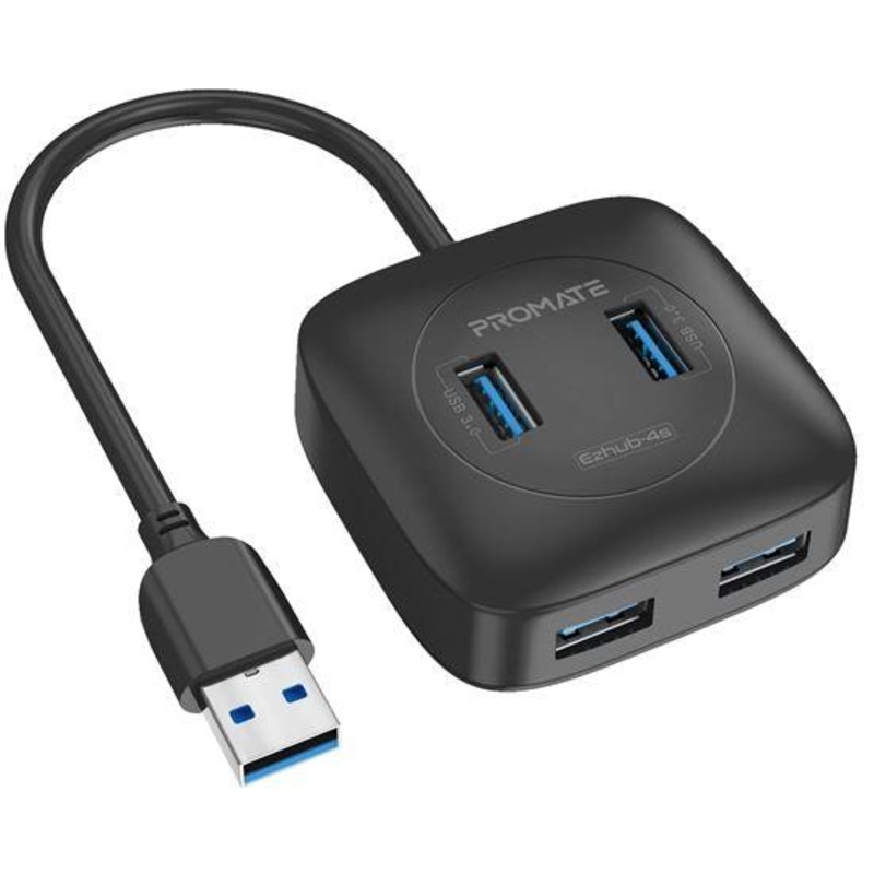 PROMATE 4-Port Portable Powered USB3.0 Hub With USB-A Connector.