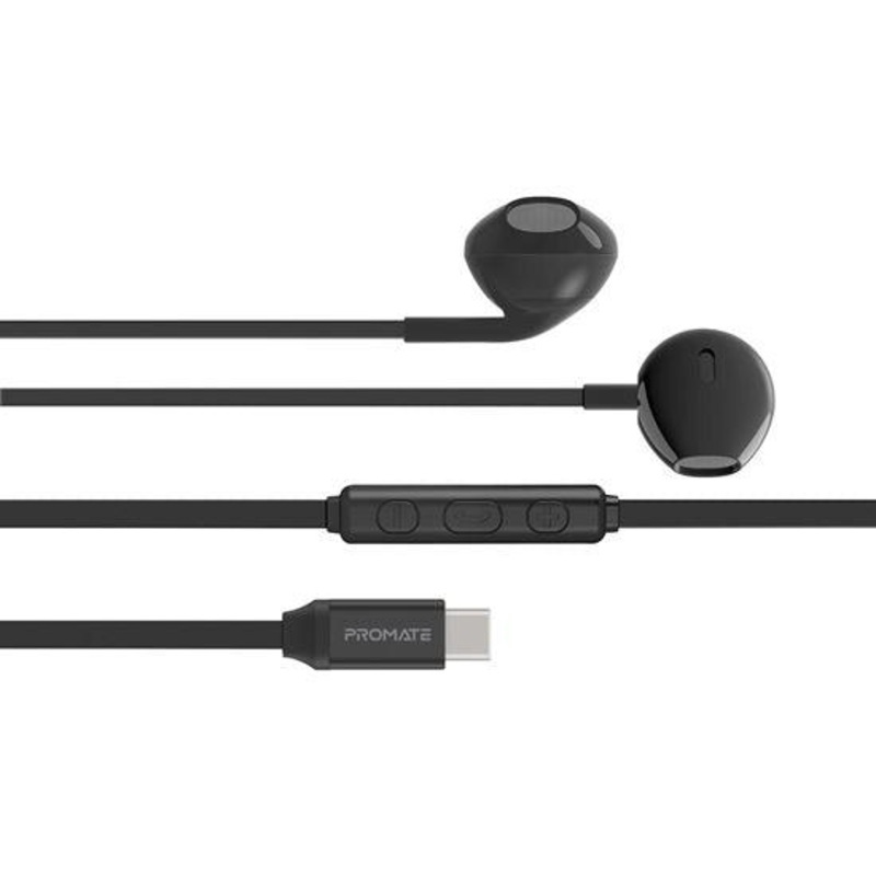 PROMATE Lightweight In-Ear USB-C Earphones. In-Line Microphone.