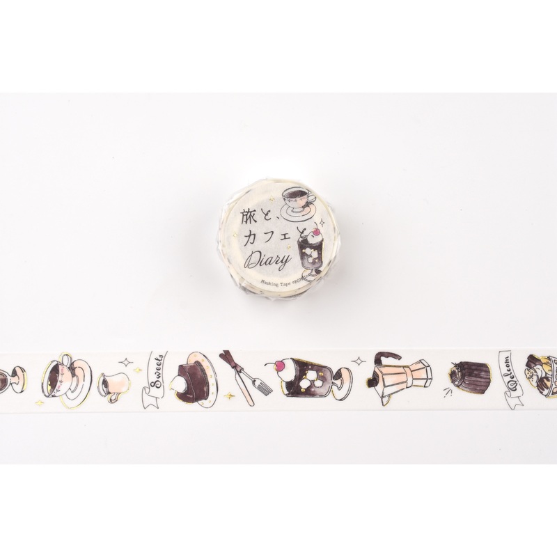 BGM Washi Tape – Foil Stamping –  Travel, Cafe, and Diary – Black