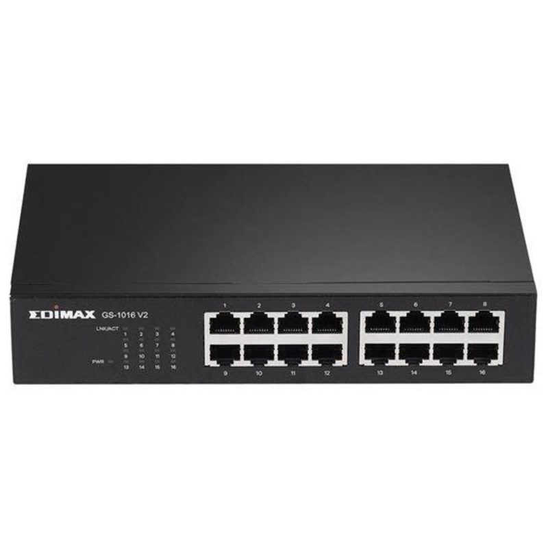EDIMAX 16 Port 10/100/1000 Gigabit Rack-Mount Unmanaged Switch.