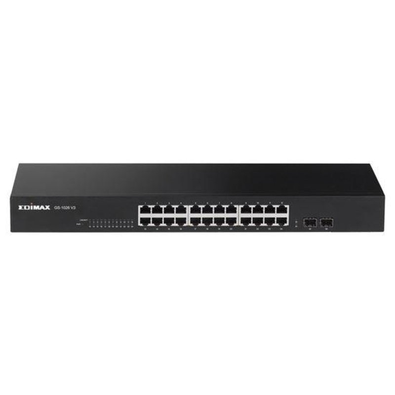 EDIMAX 24 Port Gigabit Rack-Mount Unmanaged Switch + 2 SFP Ports.