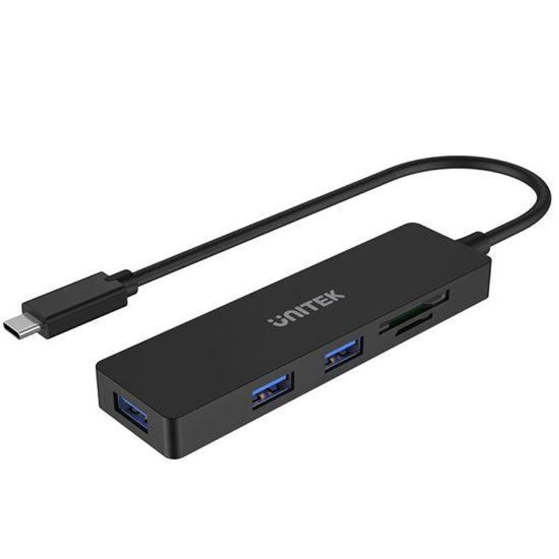 UNITEK USB-C 3.0 3-Port Hub With Built-In SD/MicroSD Card Reader.