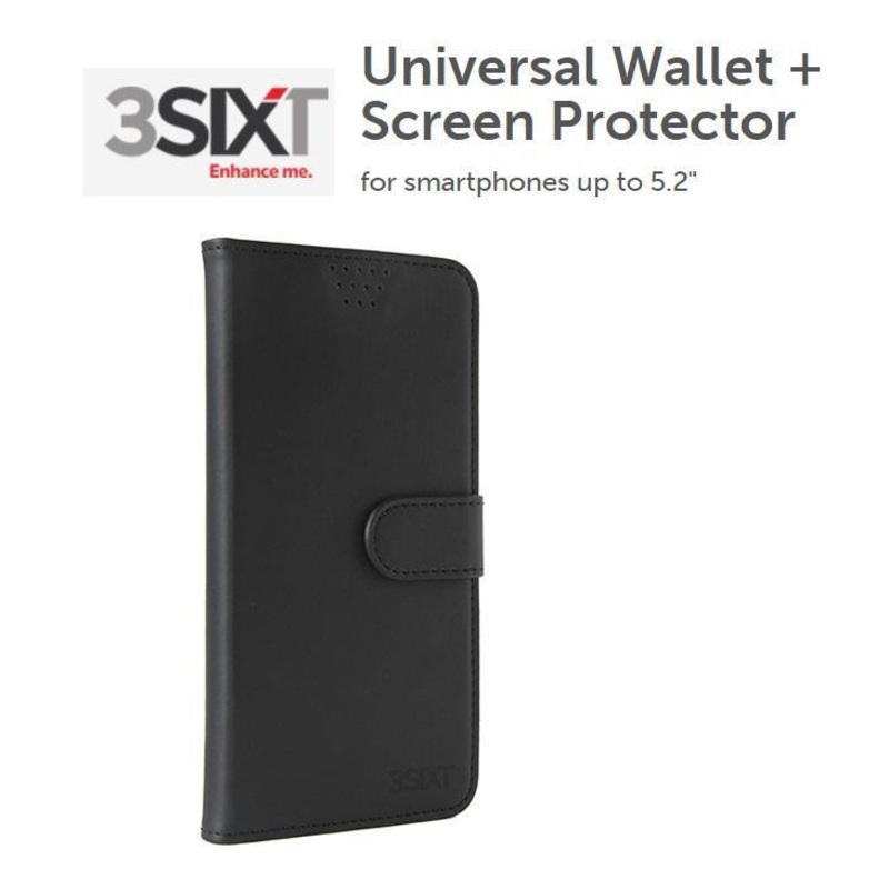 3SIXT UNIVERSAL SMARTPHONE 5.2″ WALLET CASE & SCREEN PROTECTOR