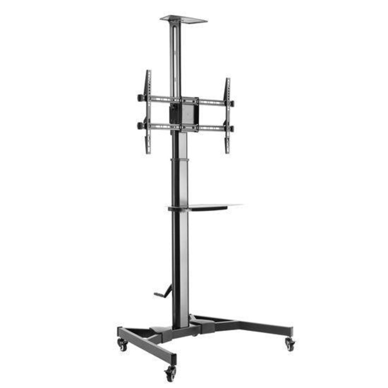 BRATECK 37″-70″ Telescopic Height Adjustable Steel TV Cart With Crank