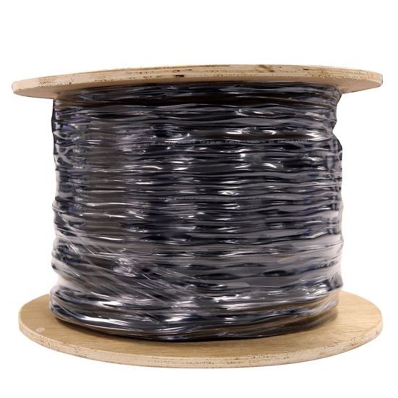 DYNAMIX 305m Cat5E UTP EXTERNAL Dual Sheath Solid Cable Roll, 100MHz, 24AWG x 4P, UV Stabilised Black PVC+PE Jacket. Supplied on wooden reel.
