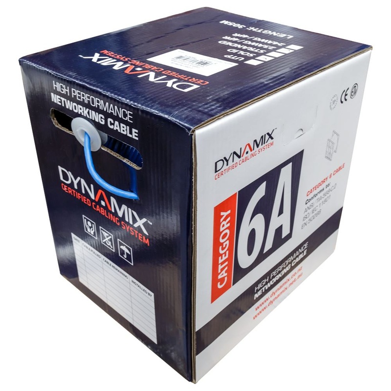 DYNAMIX 305m Cat6A Blue S/FTP Cable Roll, 500MHz, 23AWGx4P PVC Jacket, Supplied on Plastic Reel, Box
