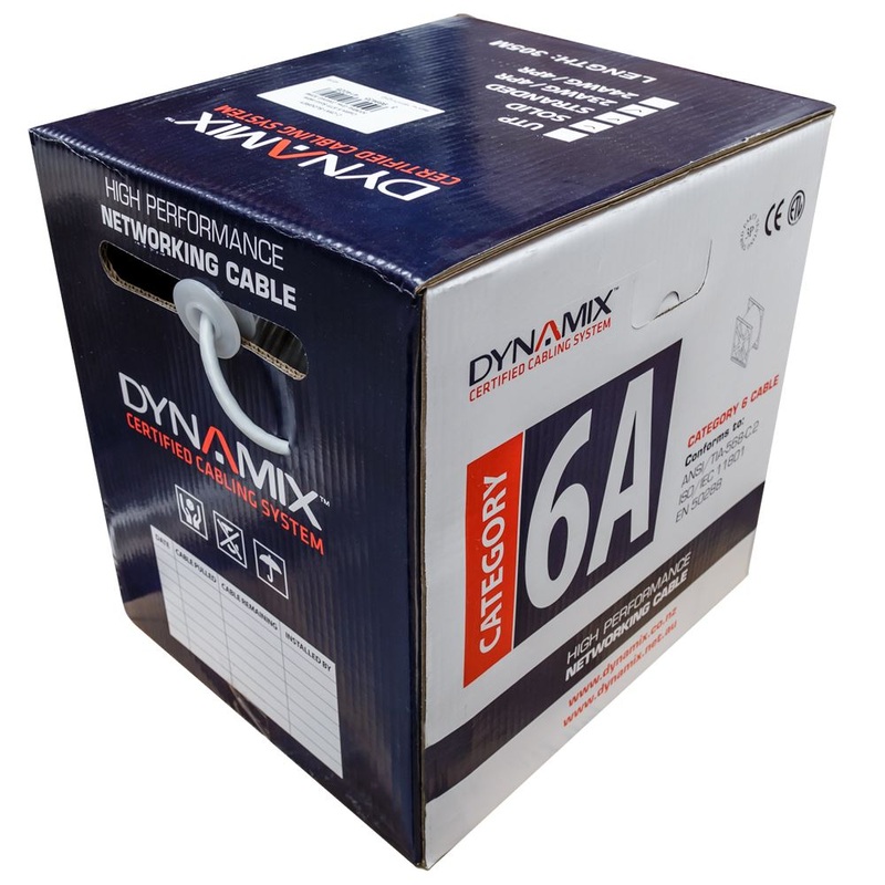 DYNAMIX 305m Cat6A Grey S/FTP Cable Roll, 500MHz, 23AWGx4P PVC Jacket, Supplied on Plastic Reel, Box