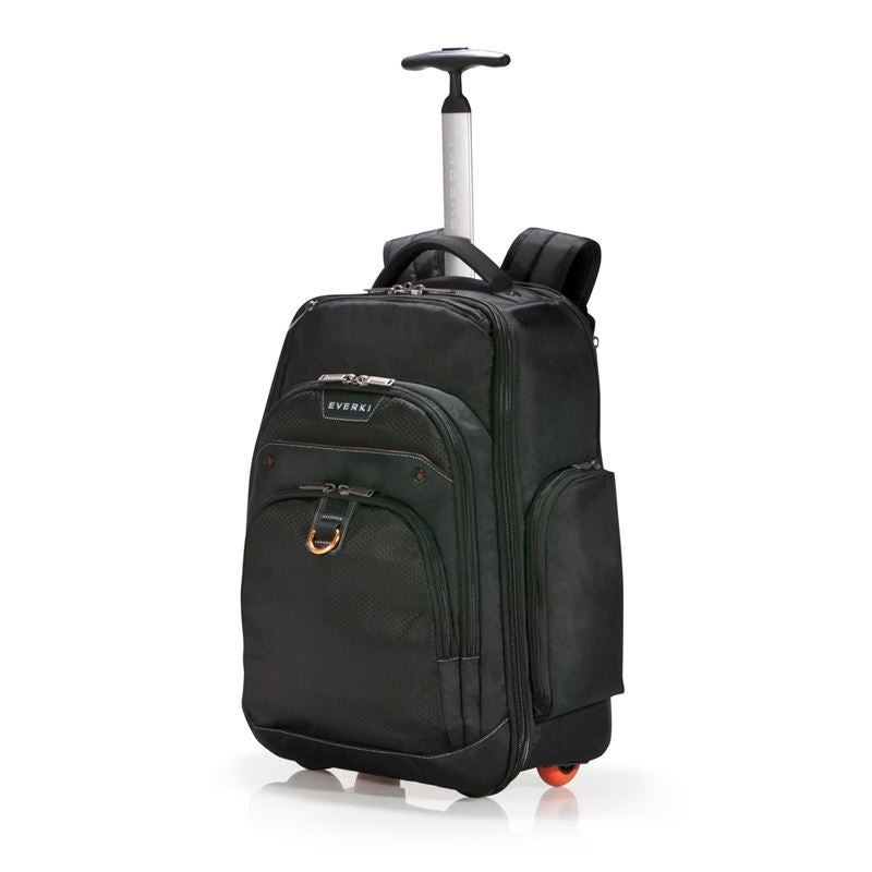 EVERKI Atlas Wheeled Laptop Backpack. Fits Notebooks 13-17.3”. Felt-lined iPad/Kindle/tablet Pocket. Smooth, Quiet Wheels. RFID Protected Pocket. Hidden Wide, Comfortable & Well Padded Straps.
