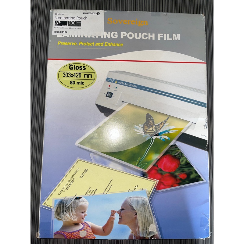 Sovereign Laminating Pouch Film  A3 Size, 80 Microns, Gloss 100 Pouches (Demo Box)