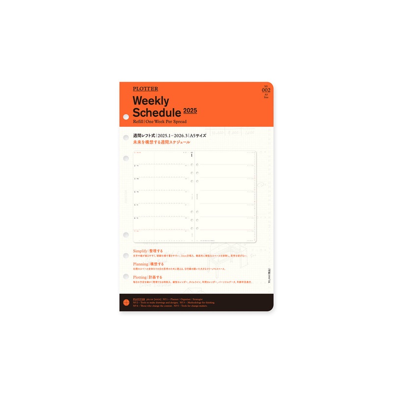 PLOTTER Schedule Refill 2025 – Weekly – A5 Size