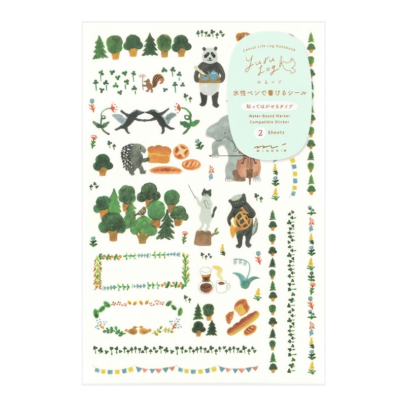 Yuru Log 2 Sheets Sticker – Forest Animals