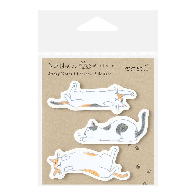 Midori Point Sticky Notes – Cat Stretching
