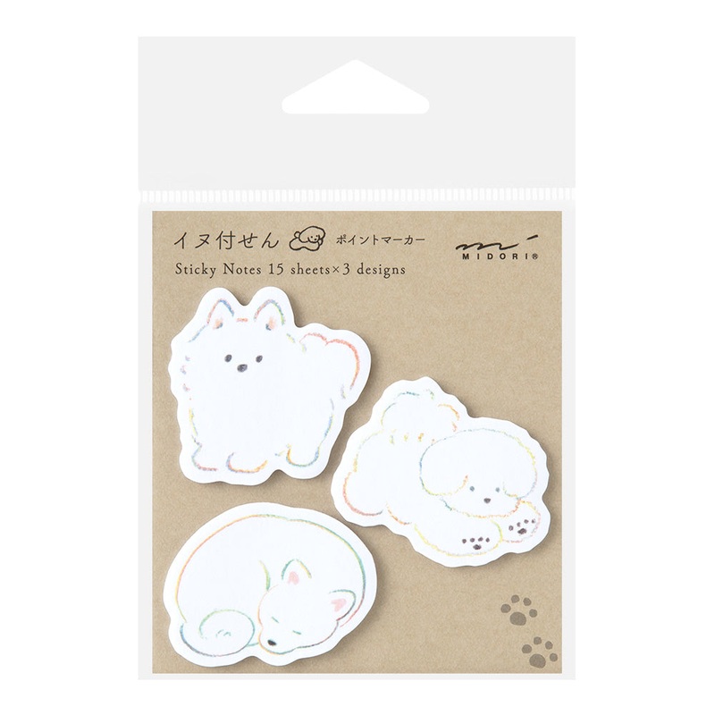 Midori Point Sticky Notes – White Dog