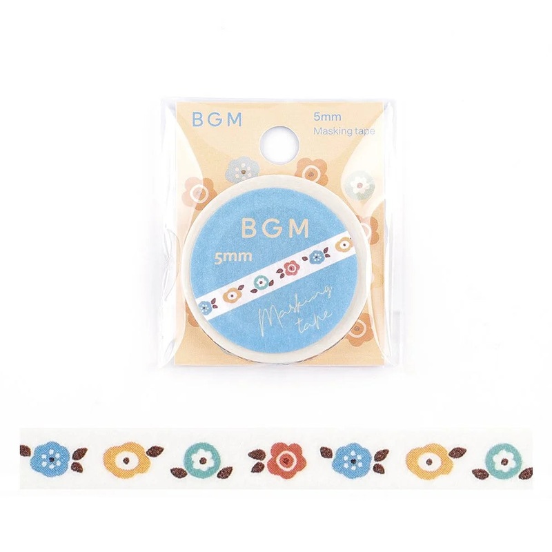 BGM Slim Washi Tape – 5mm – Warm Flowers