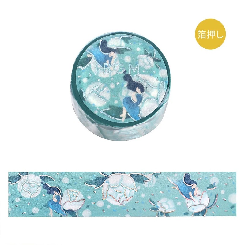 BGM Washi Tape – Foil Stamping – Flower Story – Blue Dream