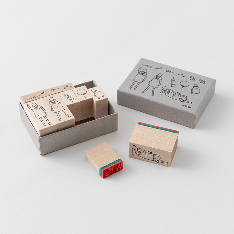 Midori Ojisan 30th Anniversary Wooden Stamp – Set A