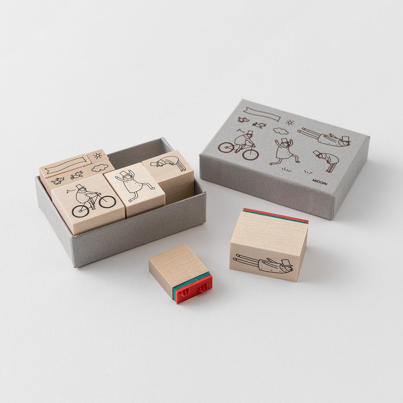 Midori Ojisan 30th Anniversary Wooden Stamp – Set B