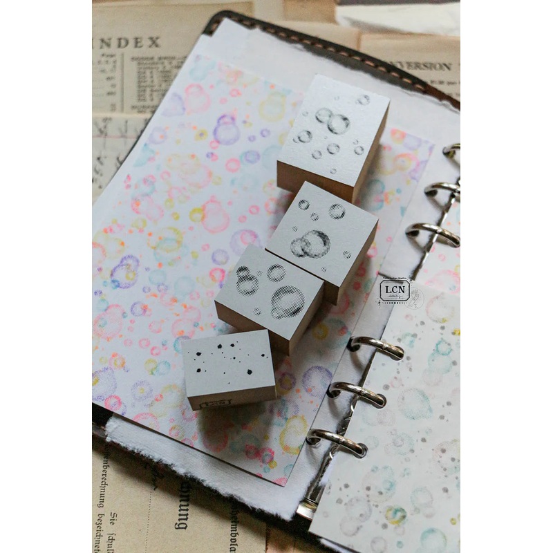 LCN Wooden Rubber Stamp Set – Bubbles