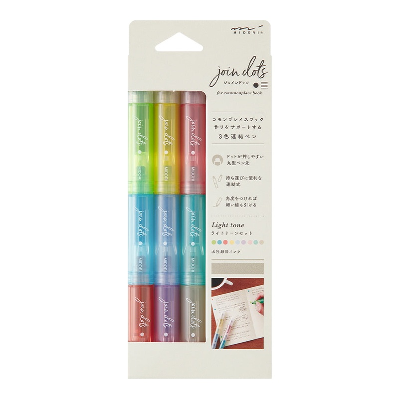 Midori Connecting Pen Join Dots – 3-Pack  Right Tone