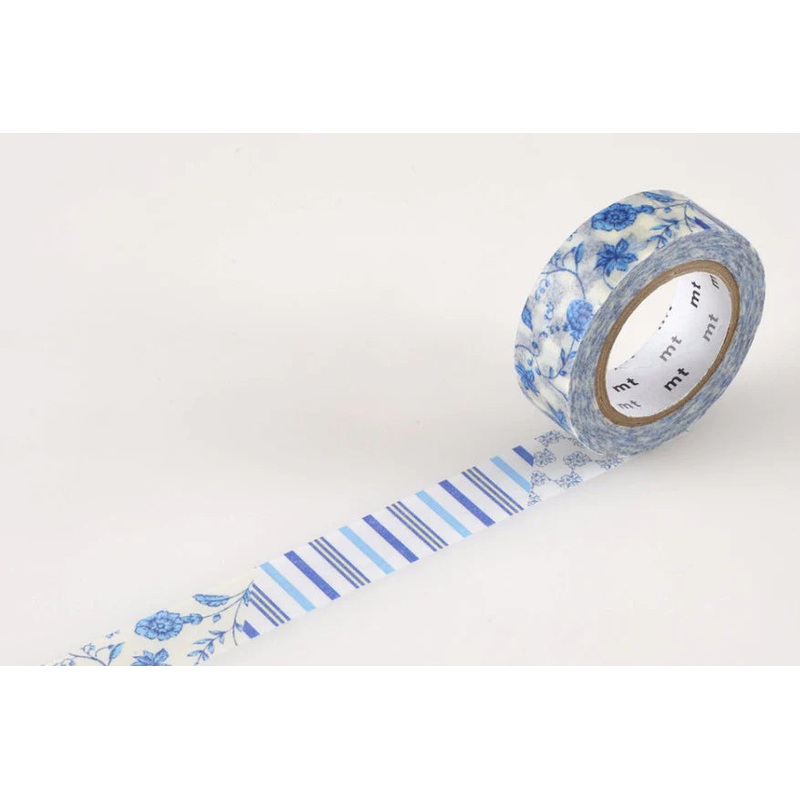 mt ex Washi Tape – Flower Dark Blue